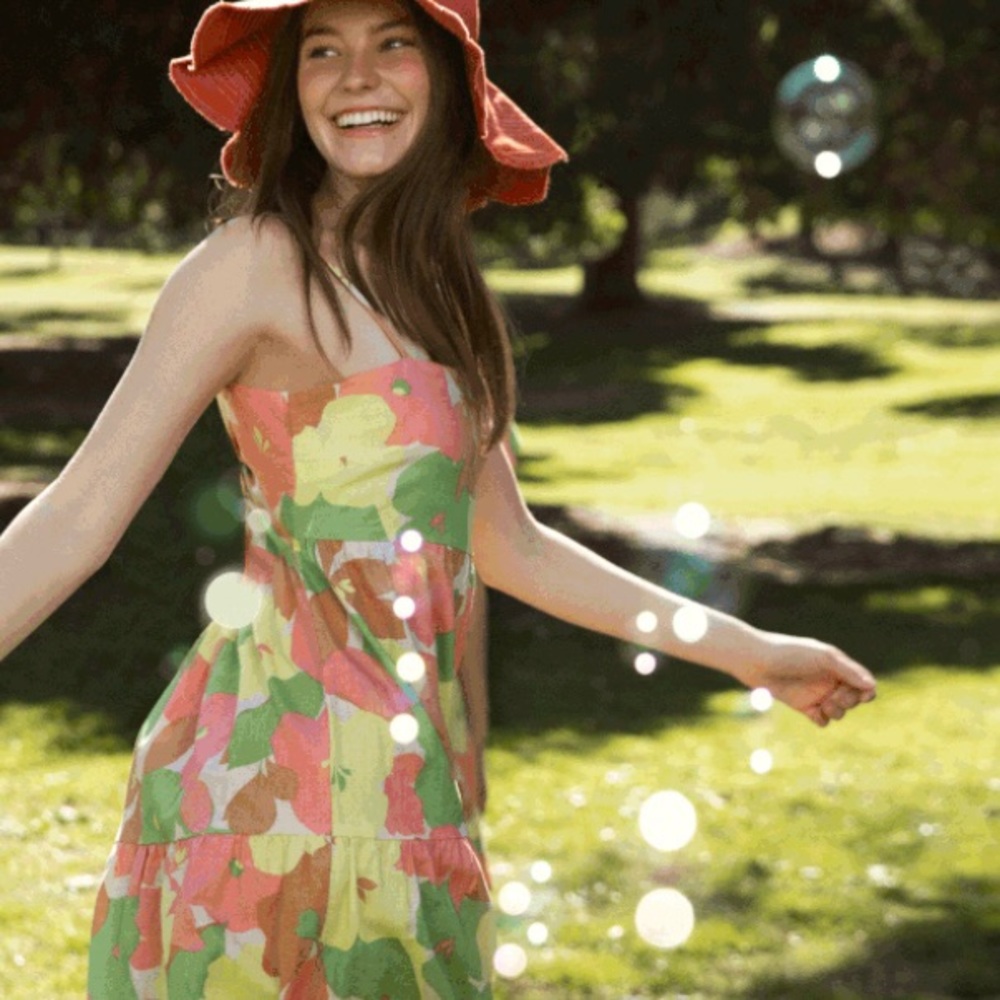 SOCIAL STANDARD by Sanctuary Smocked Back in Fiesta Floral Summer Dress Size S
